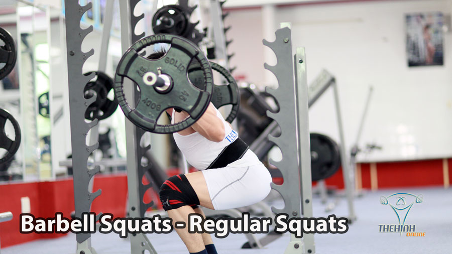 Barbell Squats Gánh đùi tập chân mông đúng kỹ thuật thể hình fitness