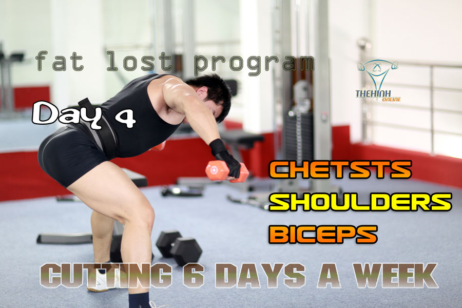 Giảm mỡ cắt nét ngực vai tay sau, giáo án cutting fitness 6b 1 tuần