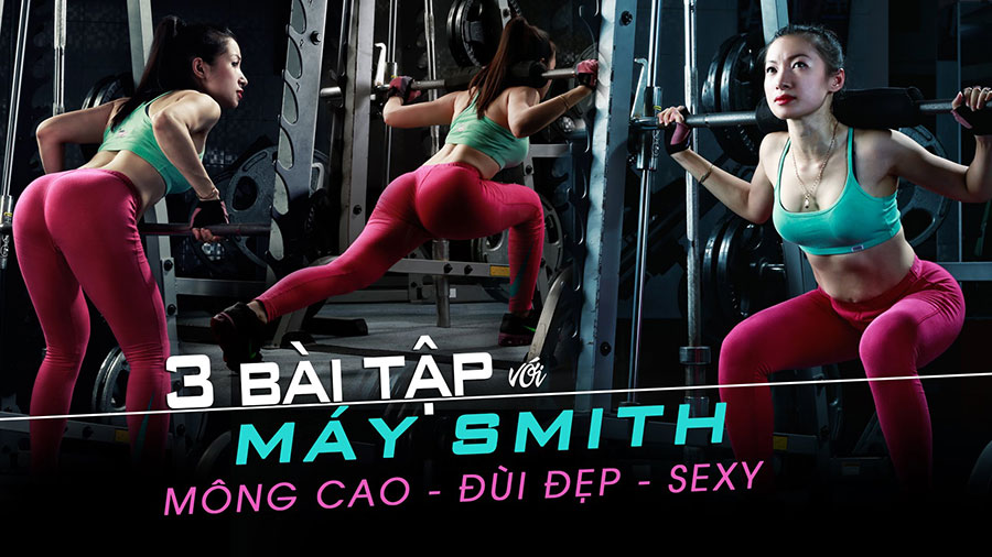 Smith Machine Squats GYM nữ mông to đùi đẹp Hương Trần THOL