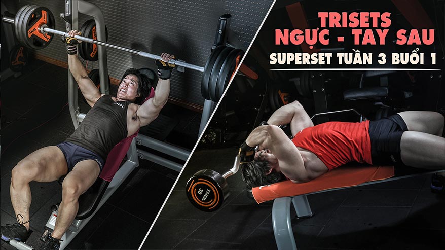 Superset- Tuần 3 buổi 1 -Triset Ngực, Tay sau nâng cao -THOL