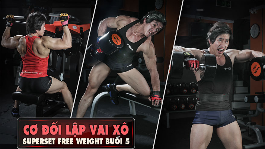 Superset Free weight B5 cơ đối lập Vai Xô cường độ cao